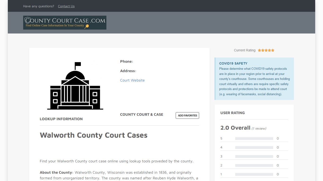 Walworth County | County Court Case Search & Lookup | CountyCourtCase ...