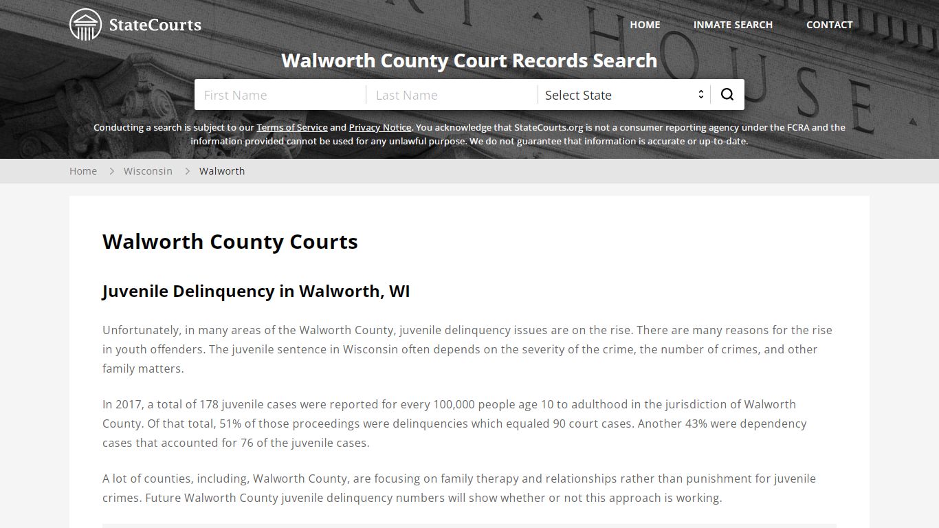 Walworth County, WI Courts - Records & Cases - StateCourts